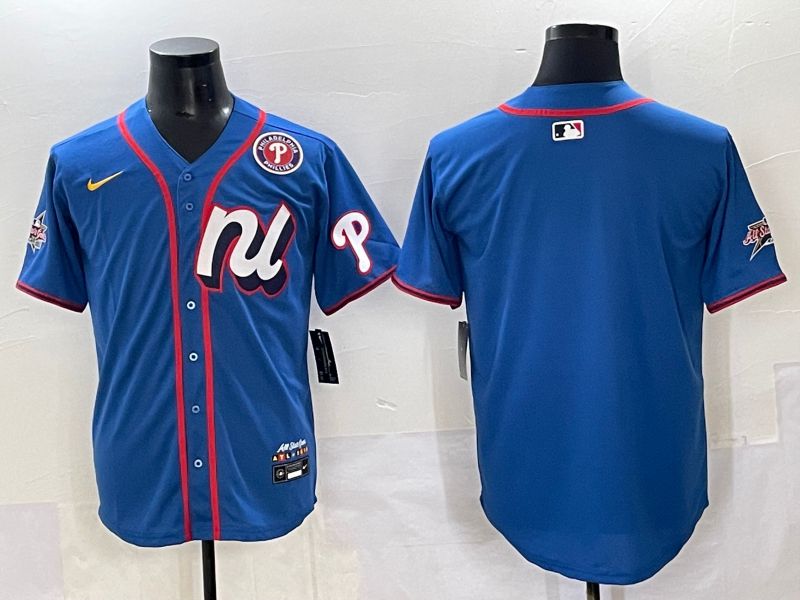 Men 2025 Philadelphia Phillies Blank Blue All star Nike MLB Jersey style 02